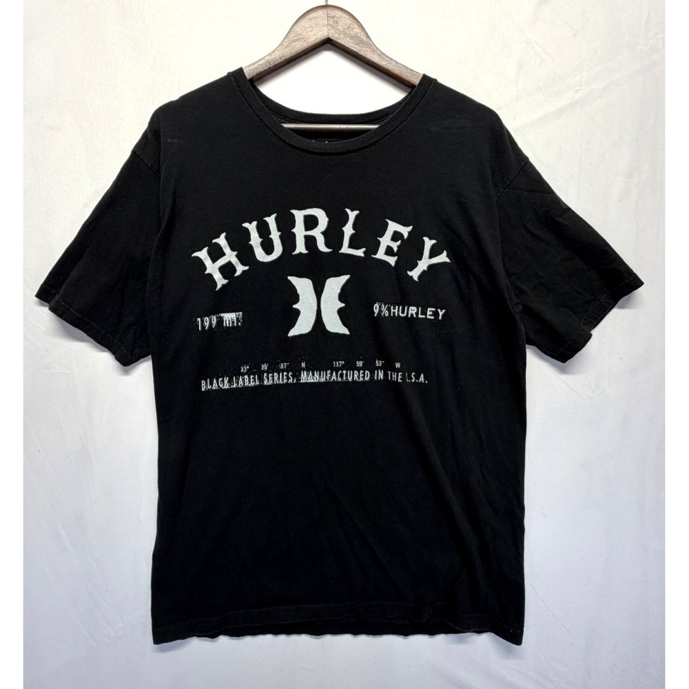 Hurley T-Shirt Mens Large Black Graphic Print Cotton Classic Fit Everyday Wear